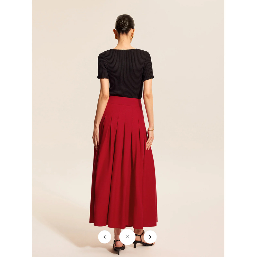 NWT commense Cotton & Linen Pleated Slit Skirt Sz M - Picture 6 of 6